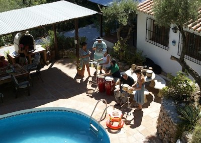 Drumming Workshop by the pool