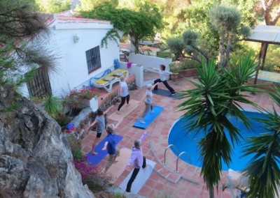 Yoga around the pool